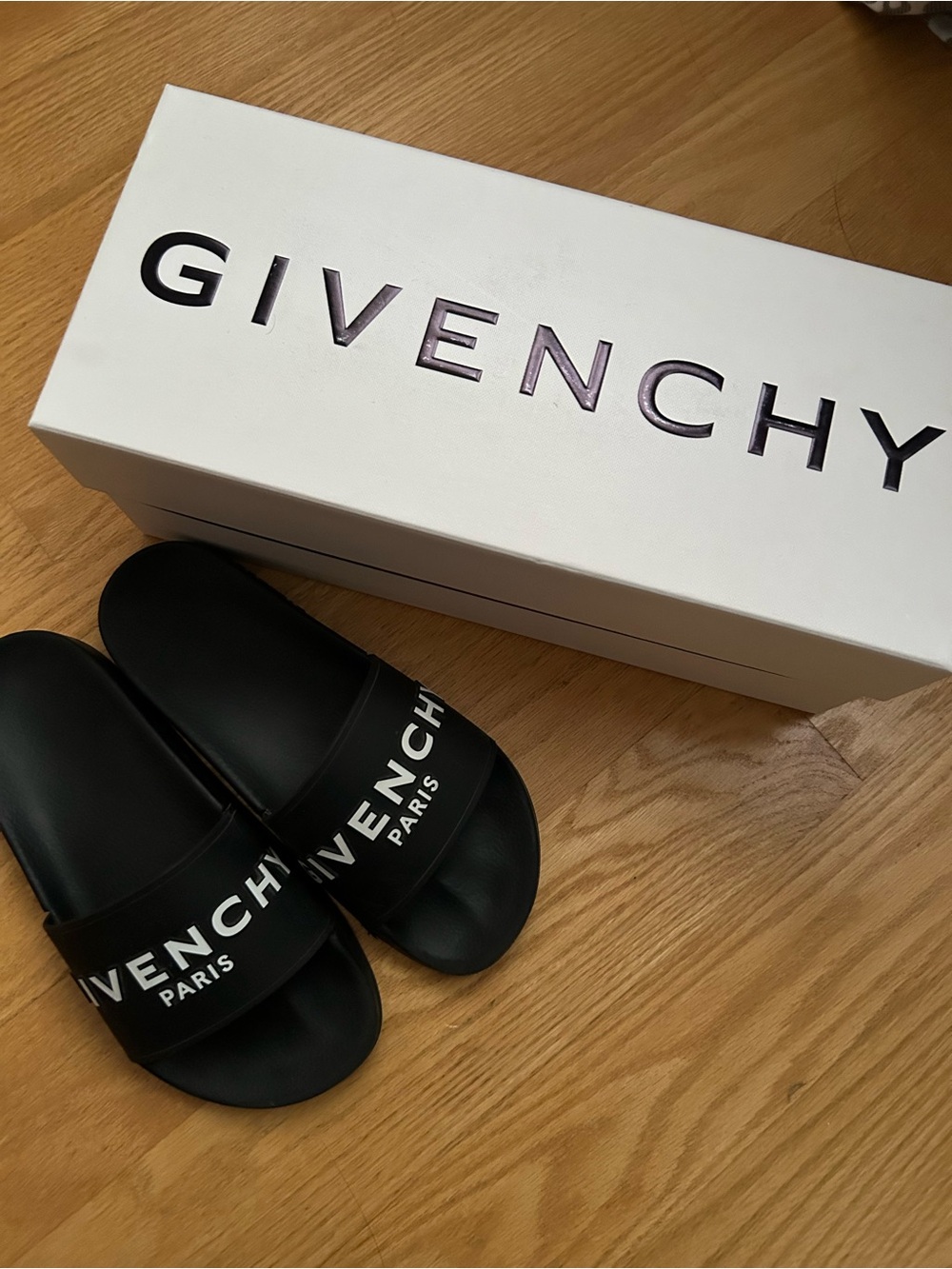 Givenchy Black Slide Sandals with White Logo